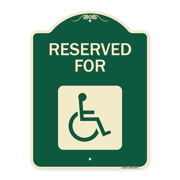 Signmission Designer Series-Graphic Handicapped Reserved Green Heavy-Gauge Aluminum, 24" x 18", G-1824-9973 A-DES-G-1824-9973 - main
